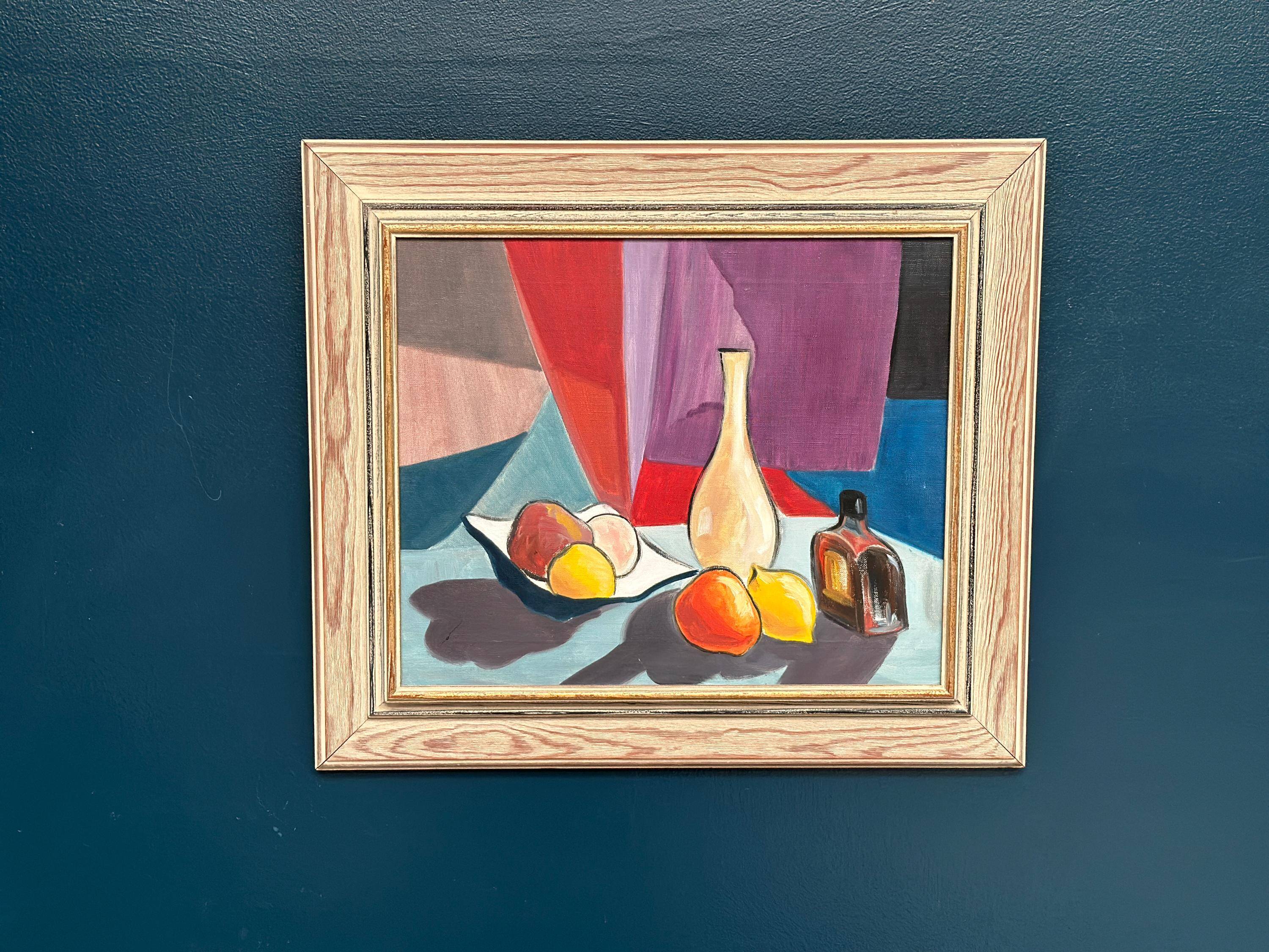 Huile sur toile originale suédoise – “Stilleben” par L. Norberg – Vintage et encadrée – 61 × 53 cm (24" × 20,9")