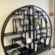 Vintage Black Circular Asian-Inspired Shelf Étagère, 2 parts