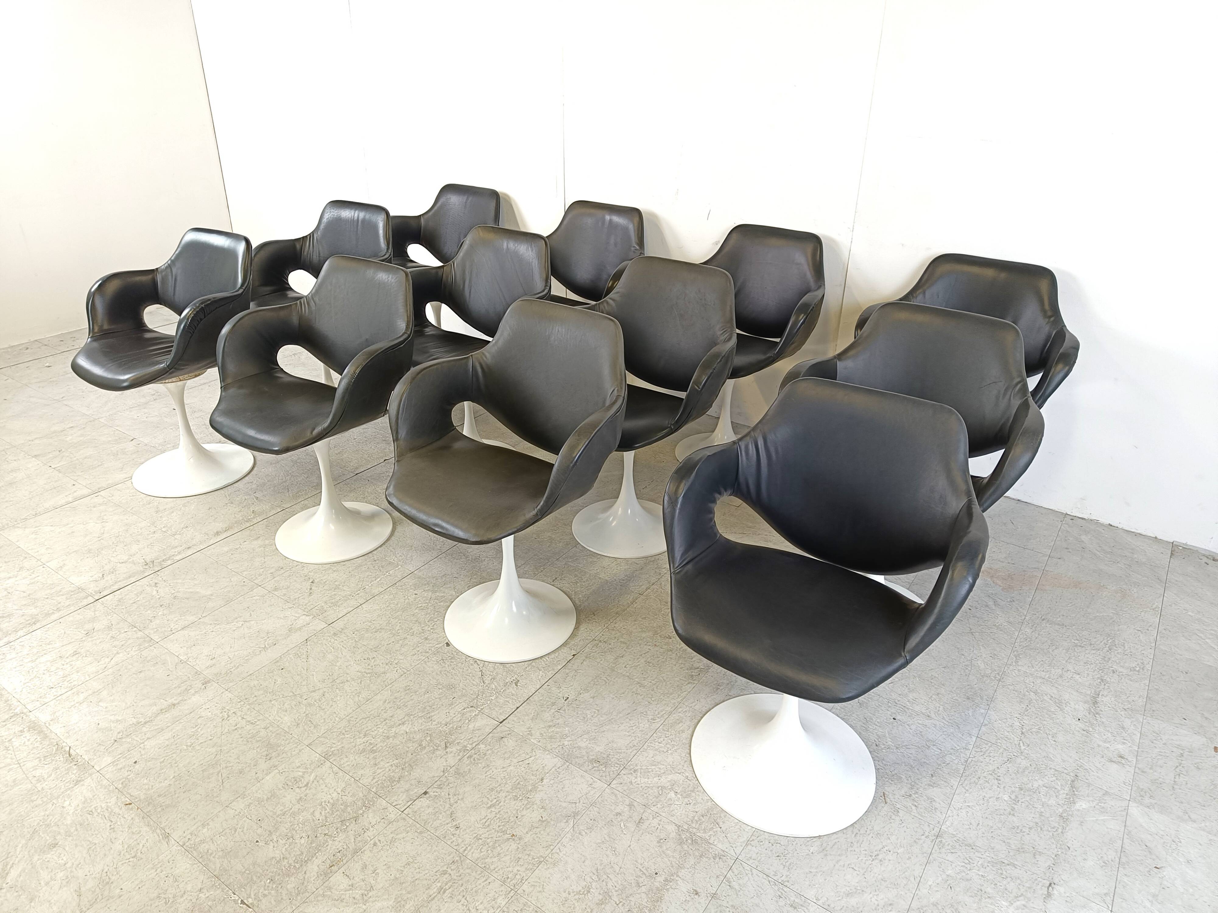 Vintage Euro FV tulip dining chairs set of 12 -  1970s