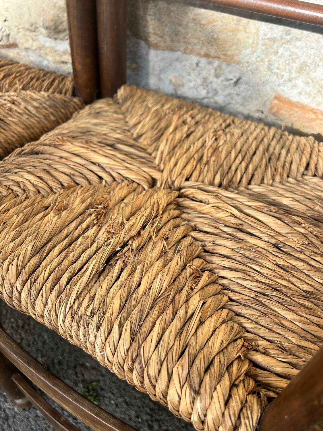 Lot de 4 chaises provençales en bois & paille
