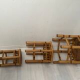 Rattan trundle table hexagonal top 70s