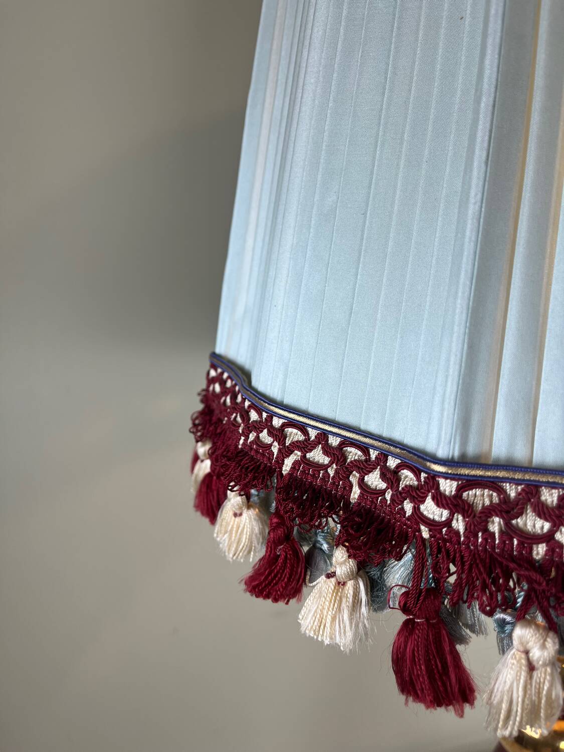 Grande lampe vintage en céramique rouge signée Drimmer – abat-jour pl