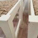 Set of 6 Vintage White Wooden Stool 1970s Boho Thatched Seat