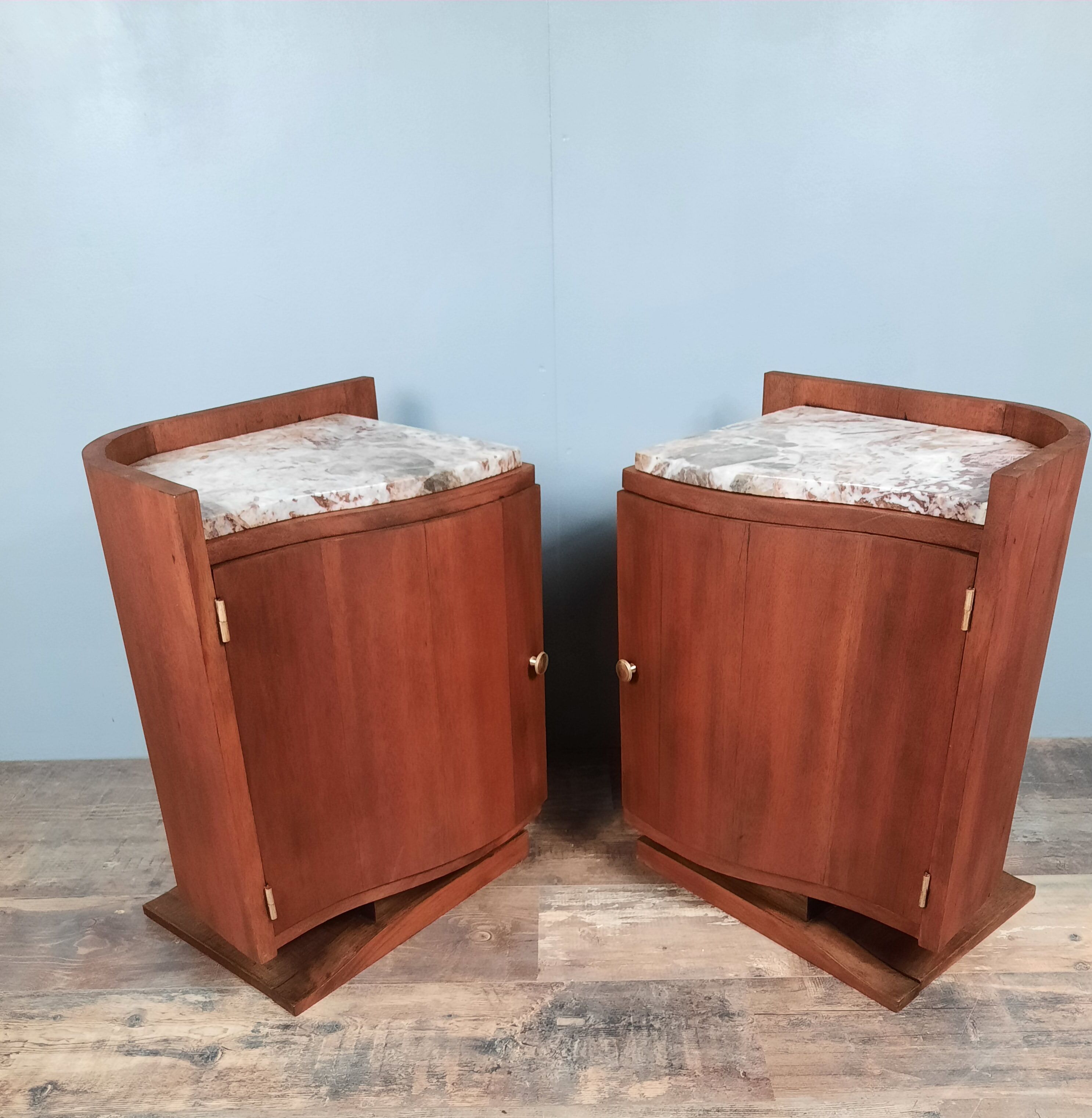 Pair of Art Deco mahogany bedsides