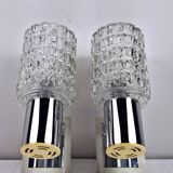 Pair of vintage 70s glass wall lamps by Targetti Sankey
