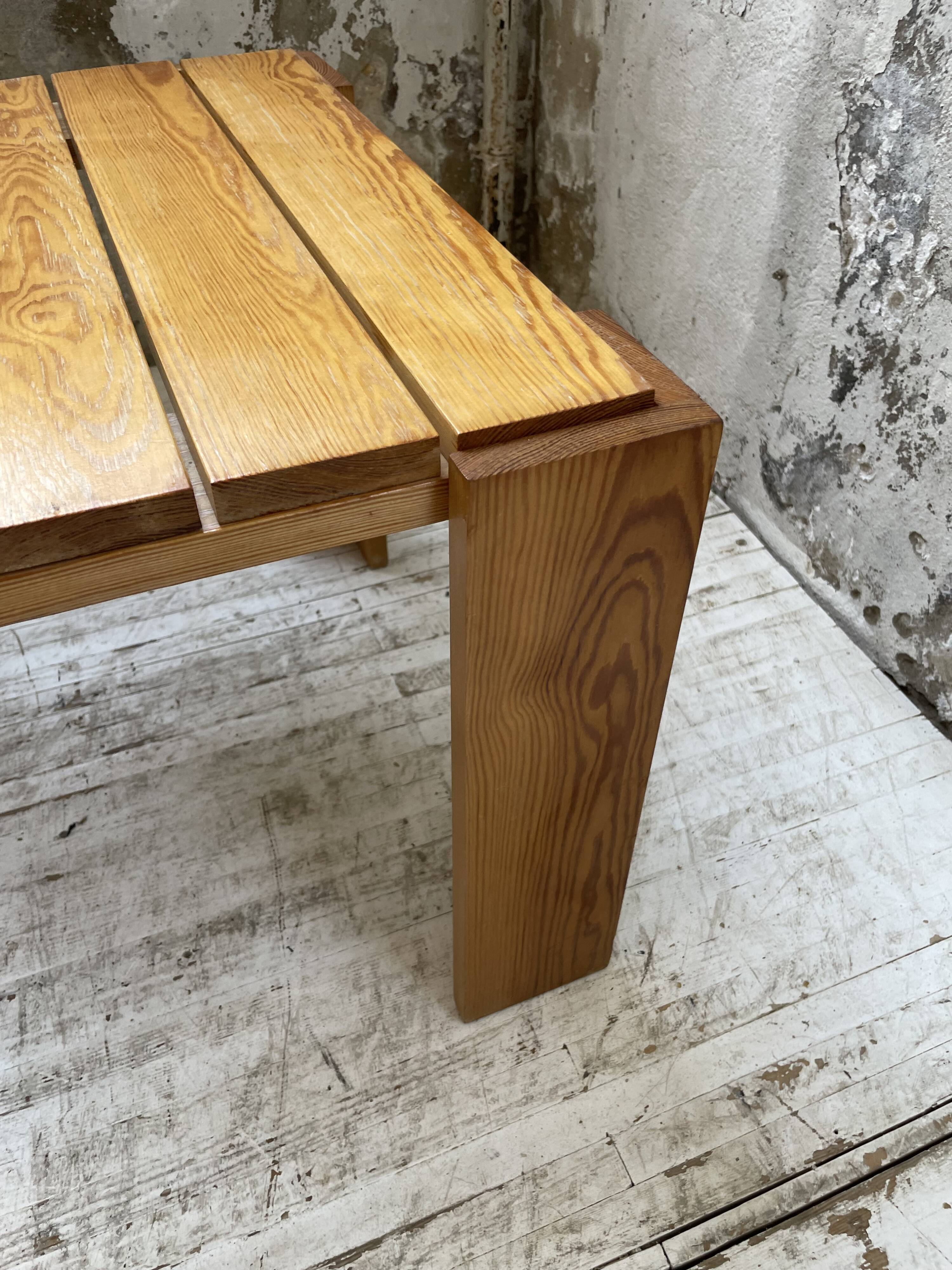 Square pine coffee table from the 70s revival