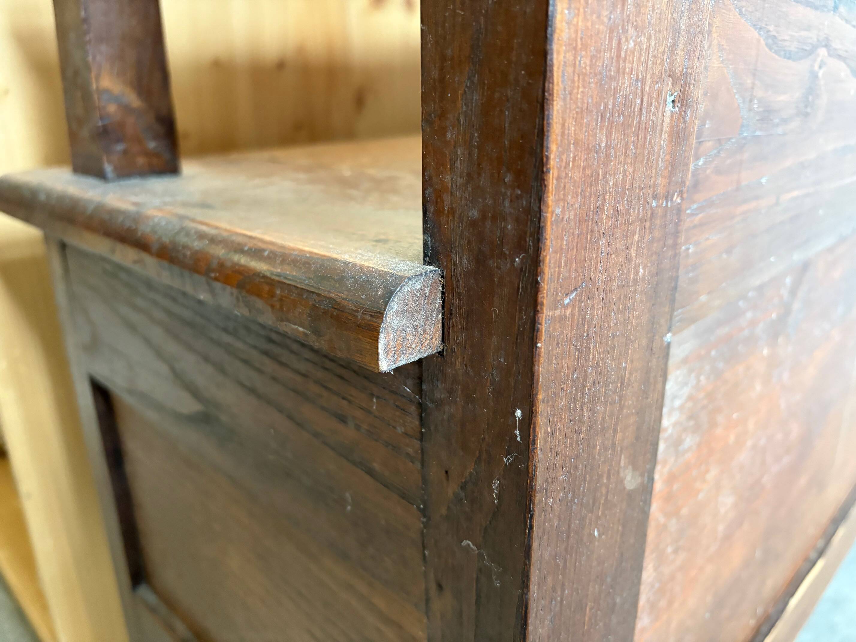 Antique carved wooden storage bench