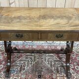 English flat desk with shelves, 1950s work in mahogany