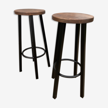 Pair of industrial bar stools