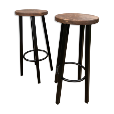 Paire de tabourets de bar industriels