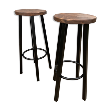 Pair of industrial bar stools