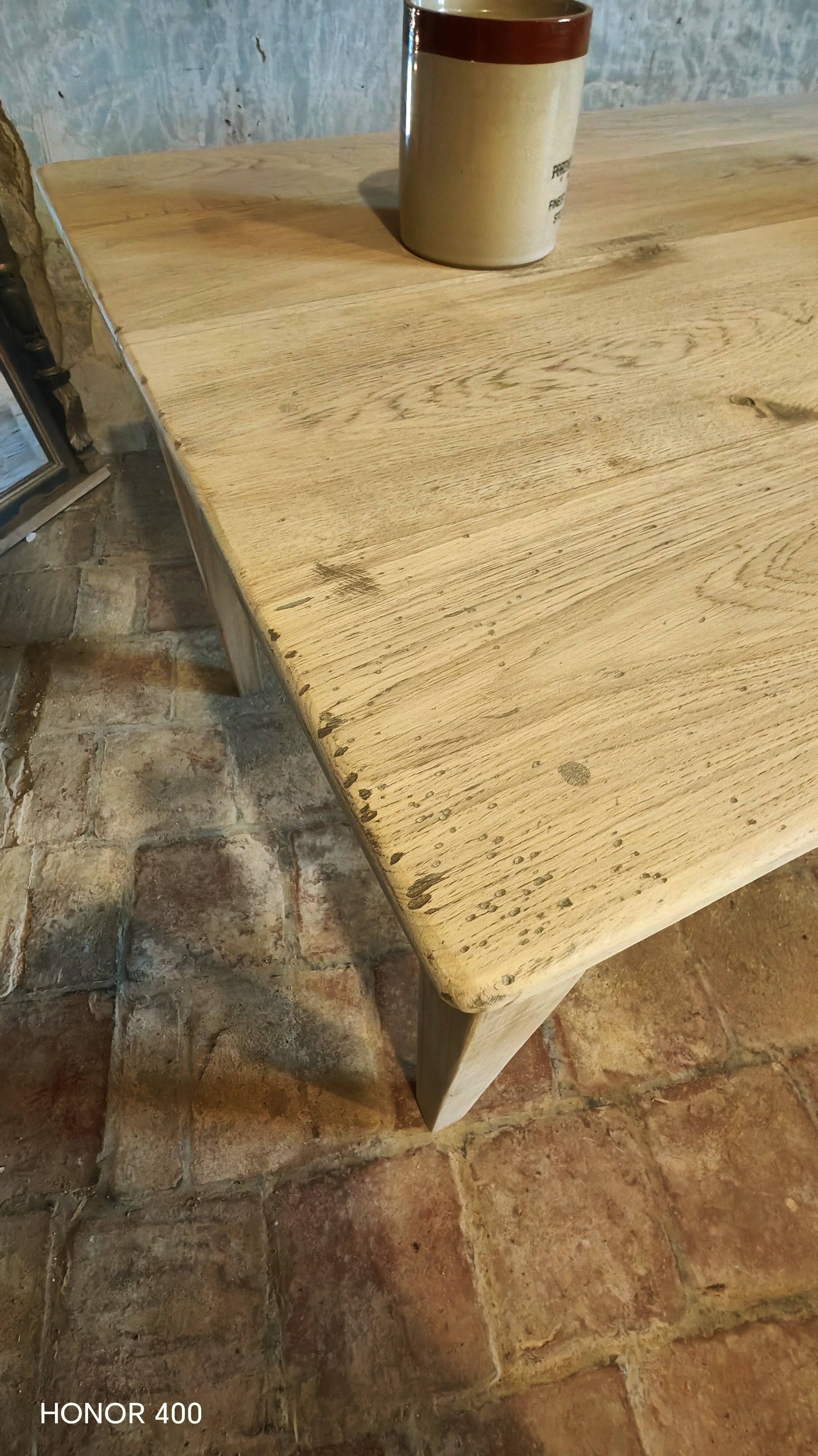 French solid oak farmhouse table 239x89 Raw patinated