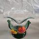 Vintage corolla vase in blown glass with applied flowers – Mura style