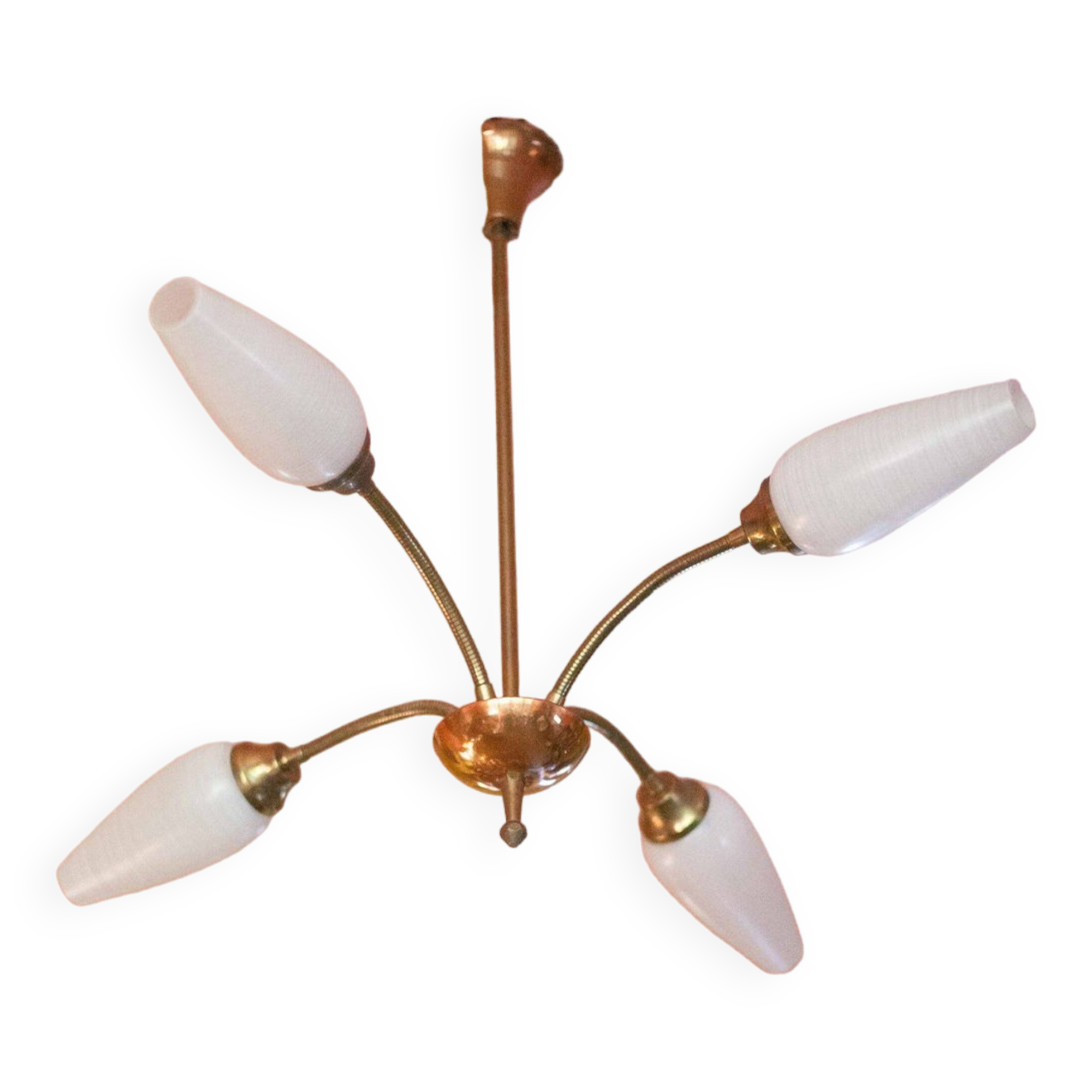 Vintage 4-light pendant light, articulated arm suspension, ceiling lamp, interior decor