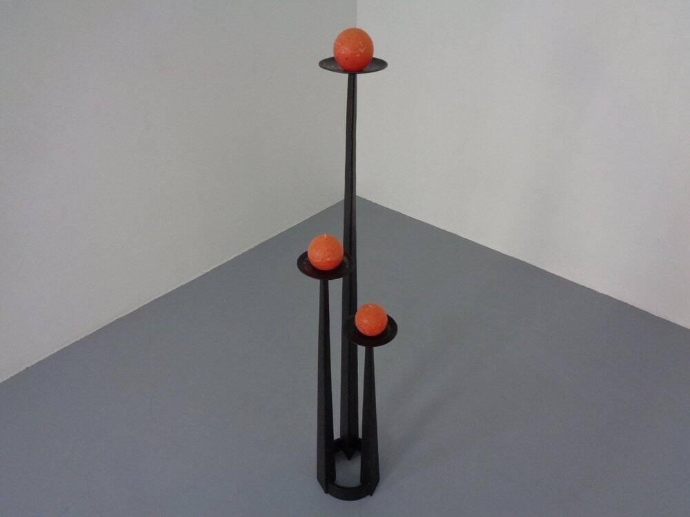 Large Brutalist Iron Candleholder, 1960s