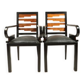 Office armchair art déco style walnut wood 1940