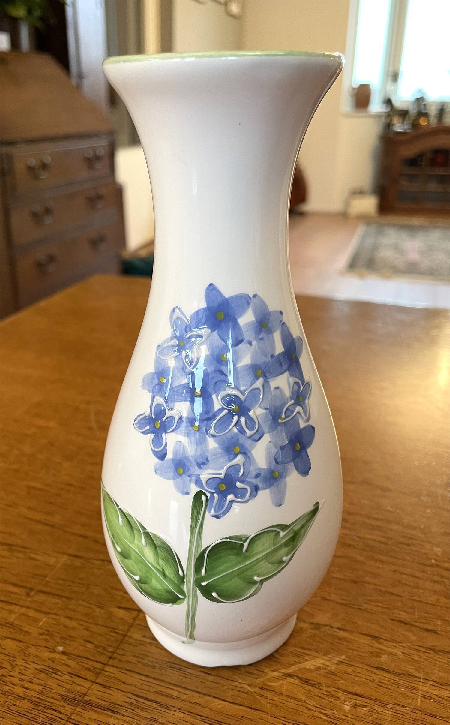 Porcelain Vase with Relief Painting of Forget Me Nots
