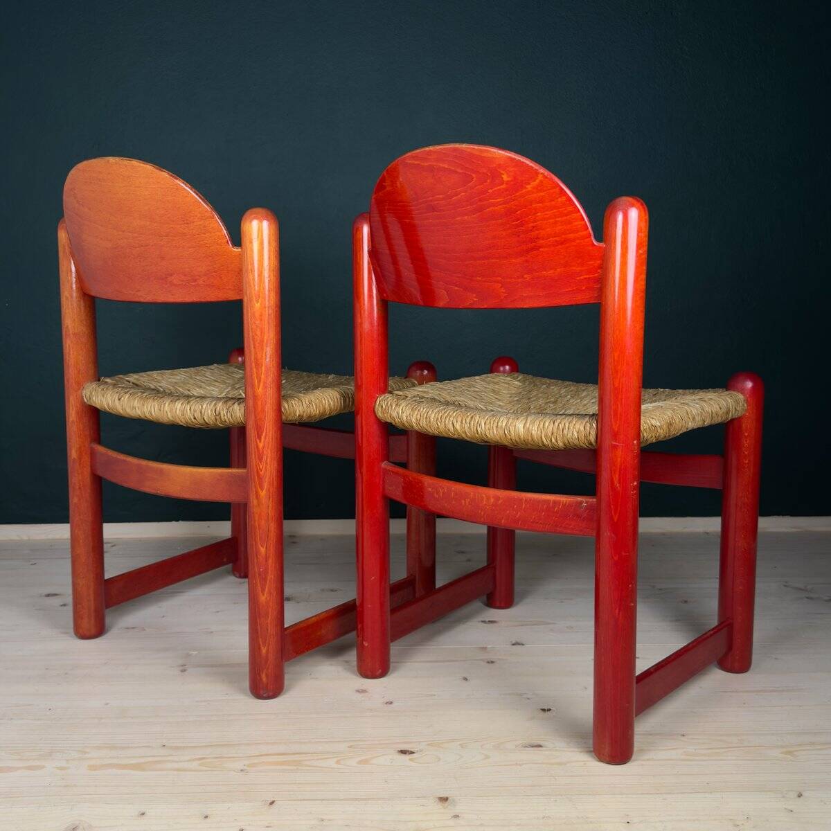 Red Padova chairs by Hank Lowenstein, Italy, 1970s, set of 2.