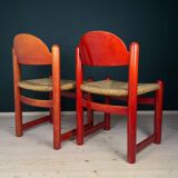 Red Padova chairs by Hank Lowenstein, Italy, 1970s, set of 2.