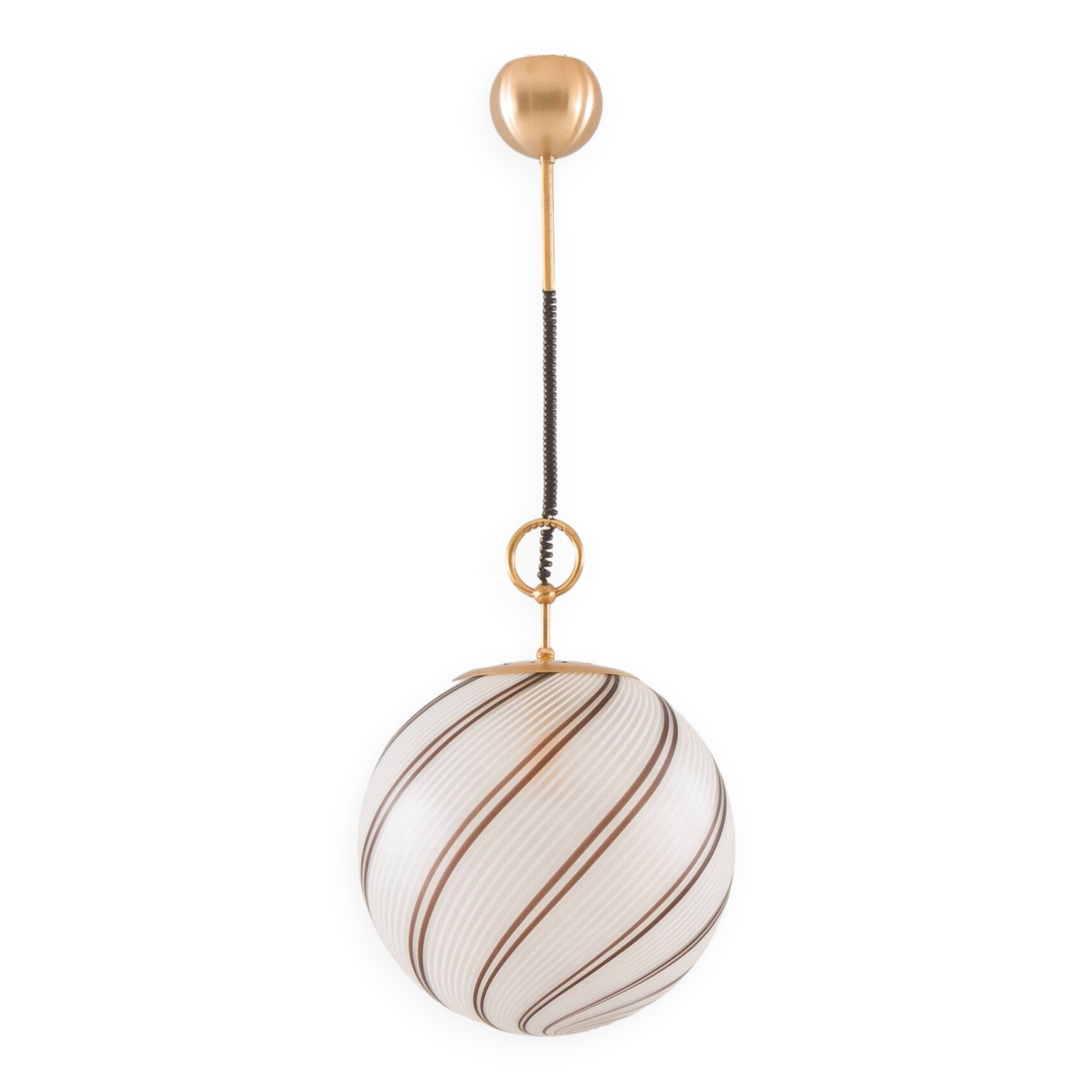 Murano glass striped globe lamp attr. to Venini, Italy 1970s