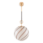 Lampe globe rayée en verre de Murano attr. à Venini, Italie, années 1970