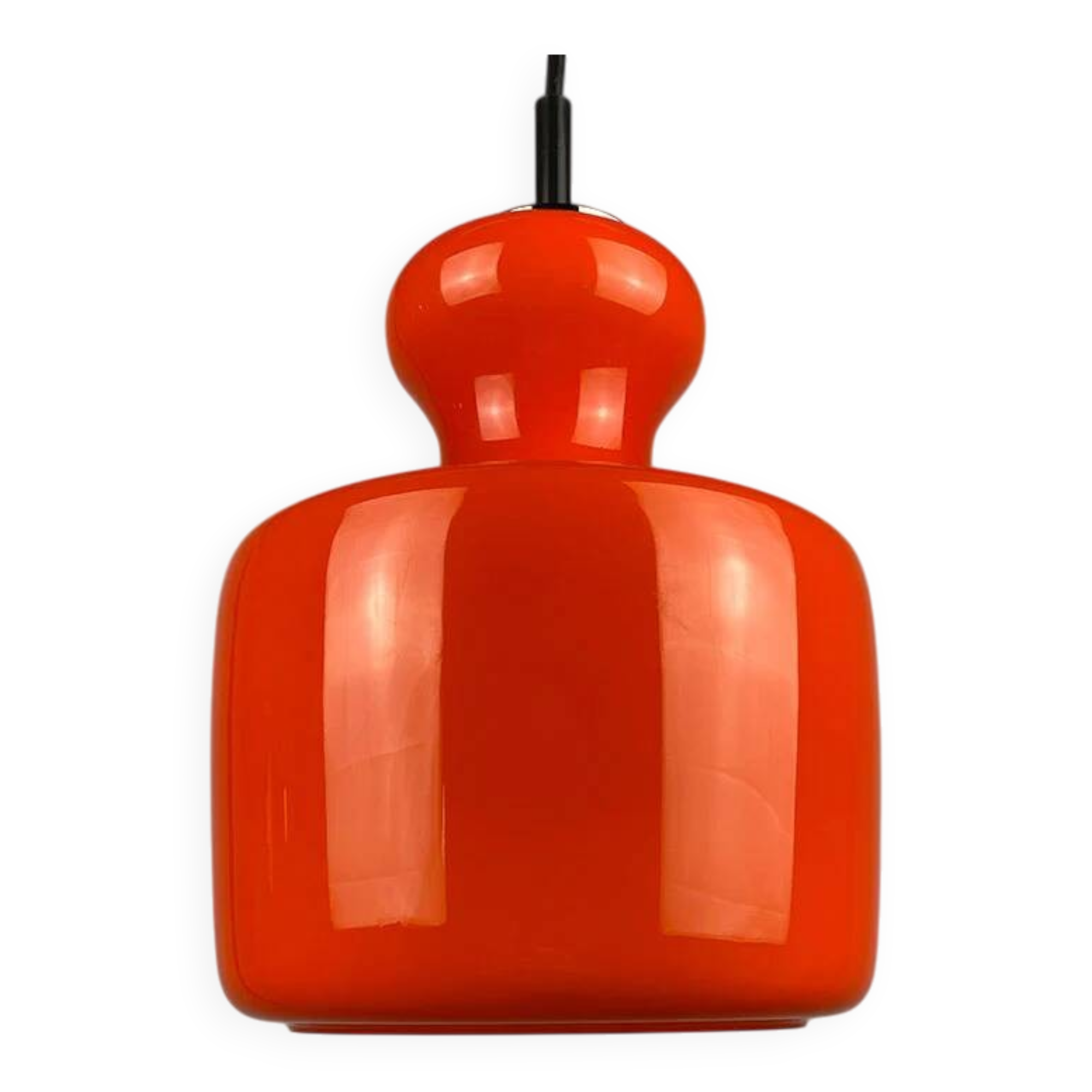 Bright orange glass pendant by Peill and Putzler 1960
