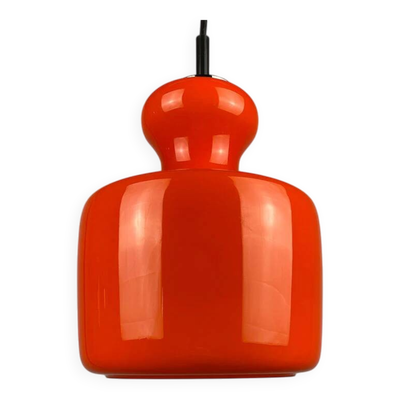 Suspension en verre orange vif par Peill et Putzler 1960