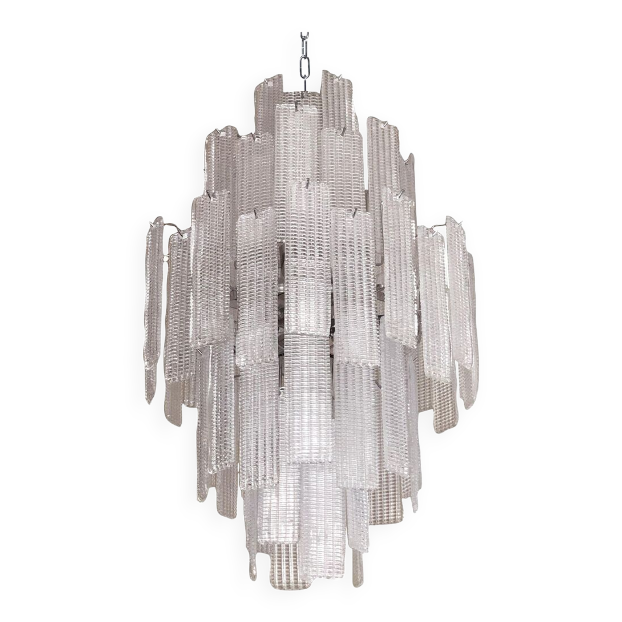 Transparent diamond strips “listelli” murano glass chandelier