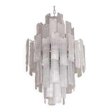Suspension transparentes modernes « listelli » lustre en verre de murano