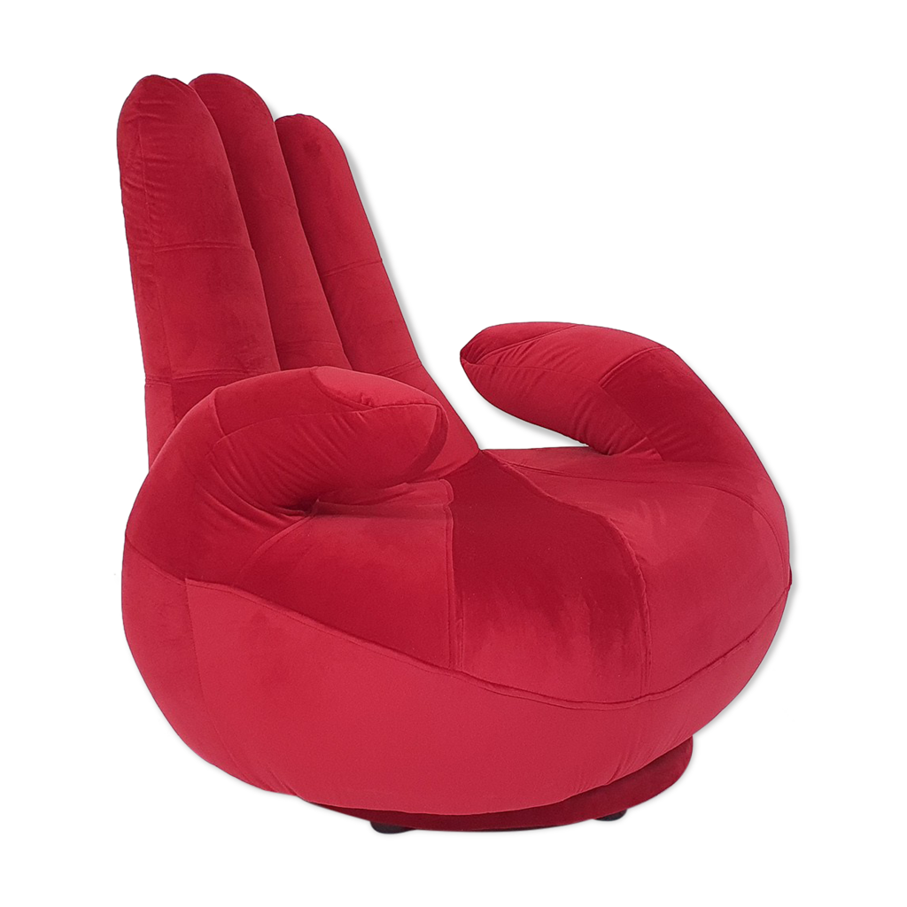 Pop art Hand shaped swivel lounge chair 1980 s Selency