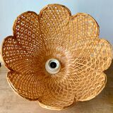 Vintage flower shaped wicker pendant light