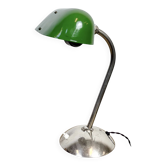 Lampe de table de banquier vintage en émail vert, années 1950