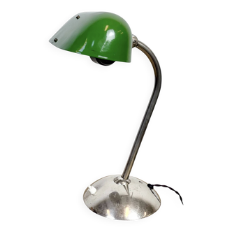 Lampe de table de banquier vintage en émail vert, années 1950
