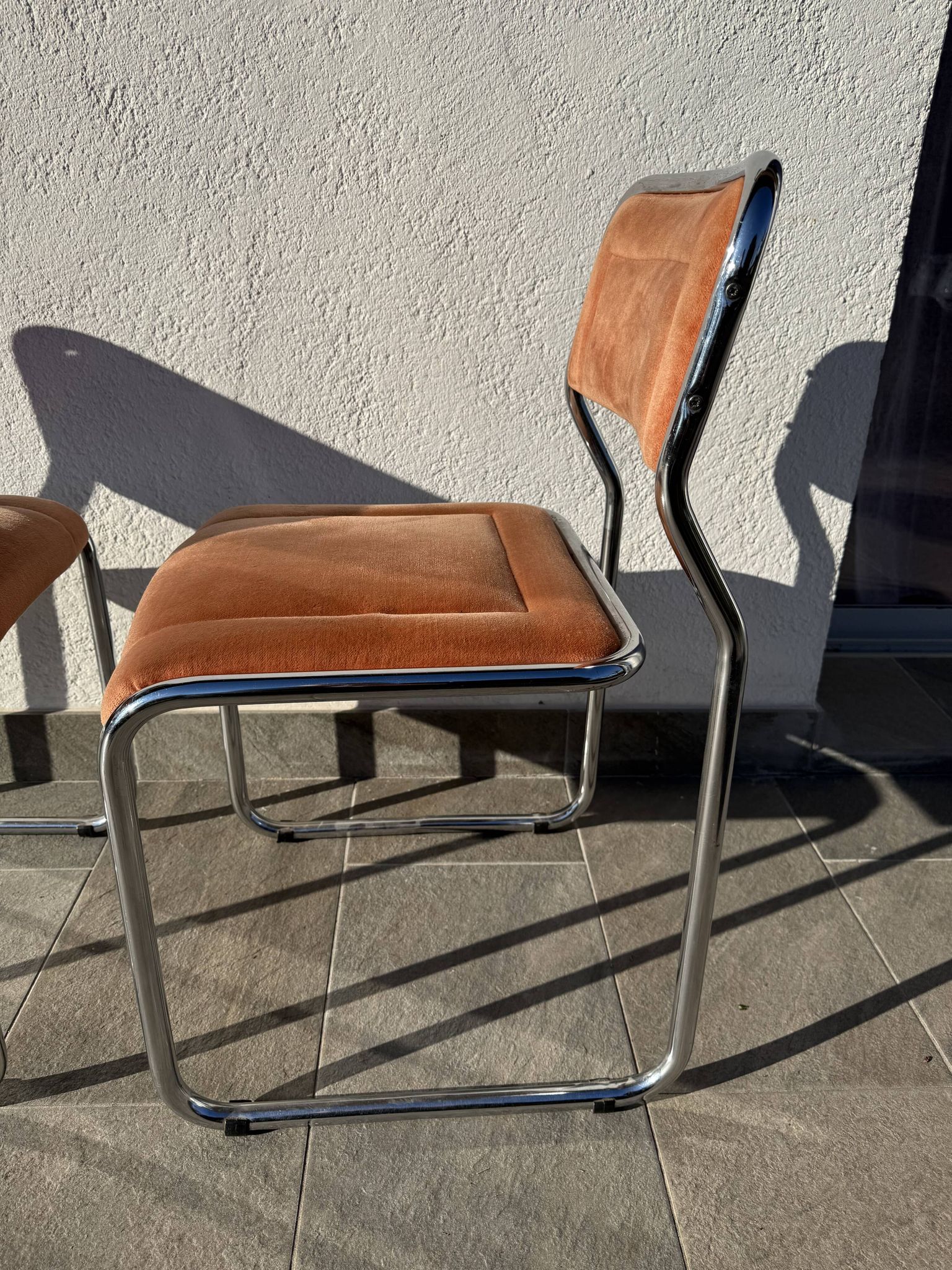 Pair of Bauhaus style dining chairs with infinity frame