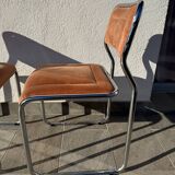 Pair of Bauhaus style dining chairs with infinity frame