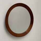 Scandinavian round teak mirror