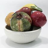Coupe de fruits et légumes céramique trompe l'oeil mid-century