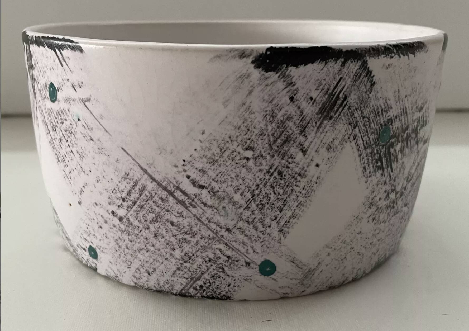 Small ceramic bowl, hand-painted, abstract pattern, 1950s-60s.