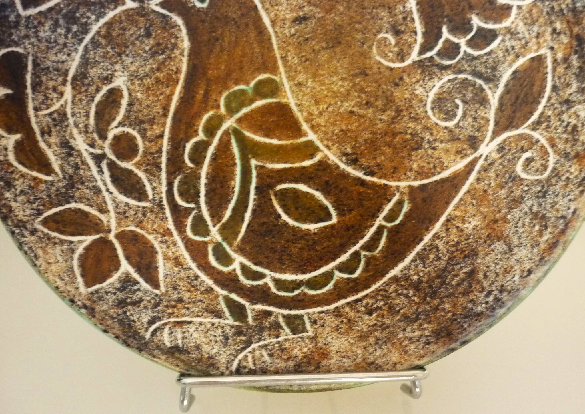 Enamelled ceramic plate, signed Bernard Buffat design from the 60s/70s