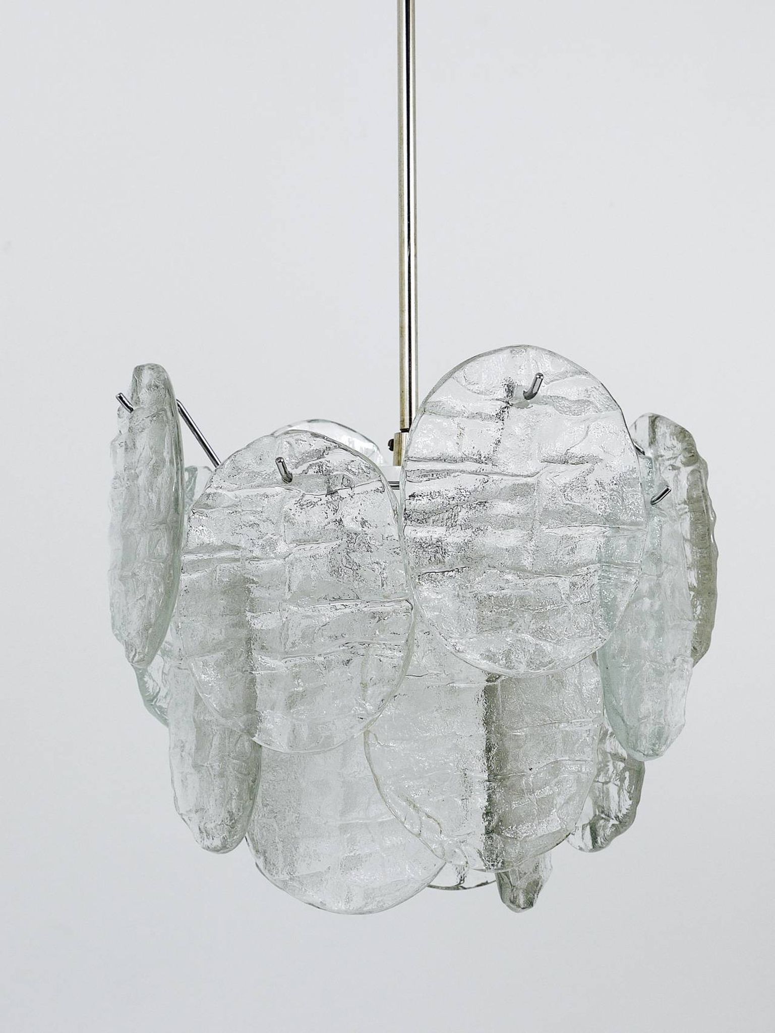 J.T. Kalmar Vienna Lustre Mid-Century in Glazed Glass, Austria, 1960s