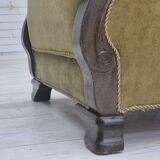 1950s, Danish relax armchair, green furniture velour, beech wood.