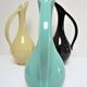Three ceramic enamels design 60s soliflores black yellow green