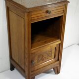 ART DECO OAK AND MARBLE BEDSIDE TABLE
