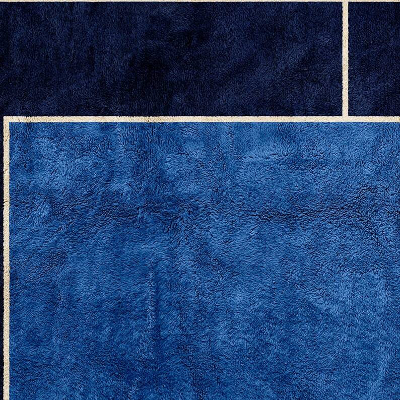Blue, black rug traditional handmade wool fabric 250cmx150cm