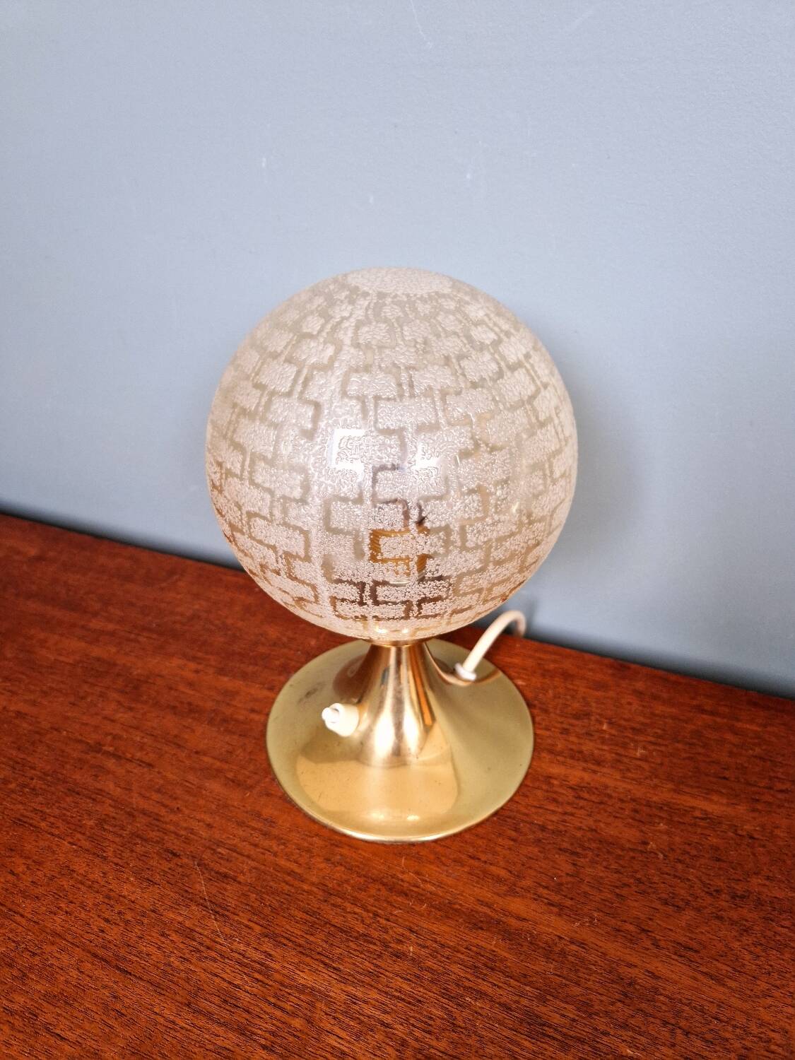 Space Age brass and textured glass table lamp, 1970s