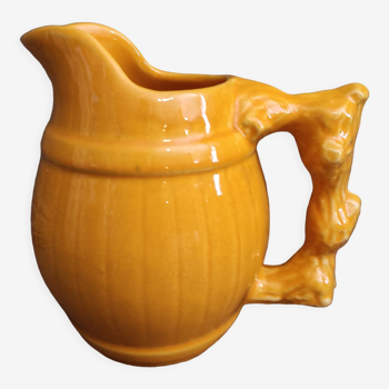 French vintage yellow majolica pitcher