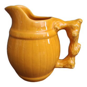 French vintage yellow majolica pitcher