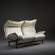 Canapé inclinable vintage Cassina Veranda en cuir crème, années 1980