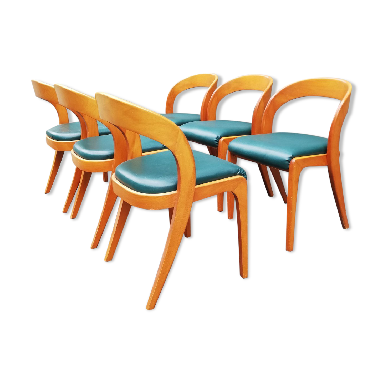 Set of 6 Scandinavian teak color chairs 60s