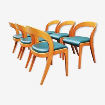 Ensemble de 6 chaises scandinaves couleur teck années 60